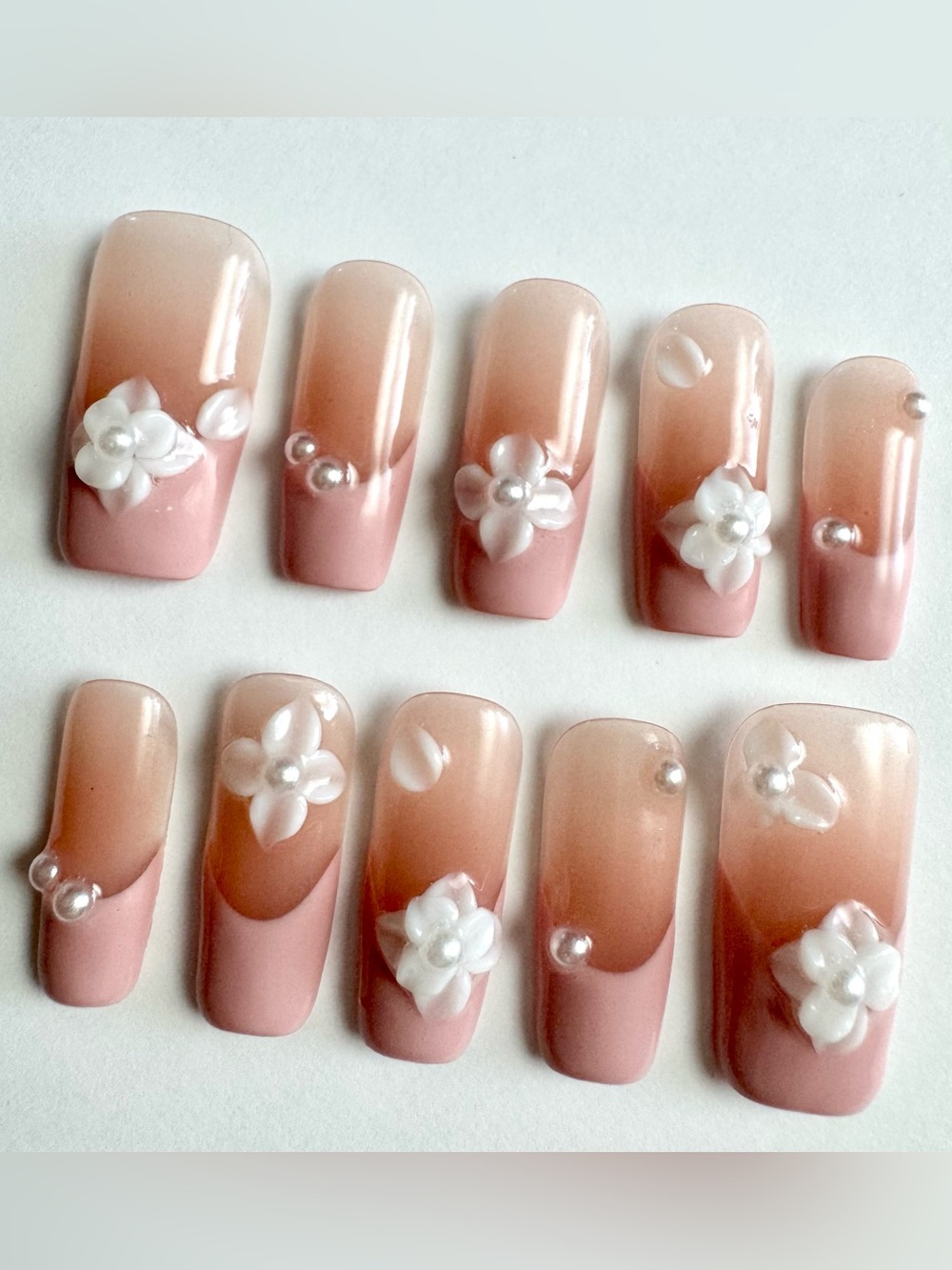 Blush Pink 3D Floral Press-On Nails